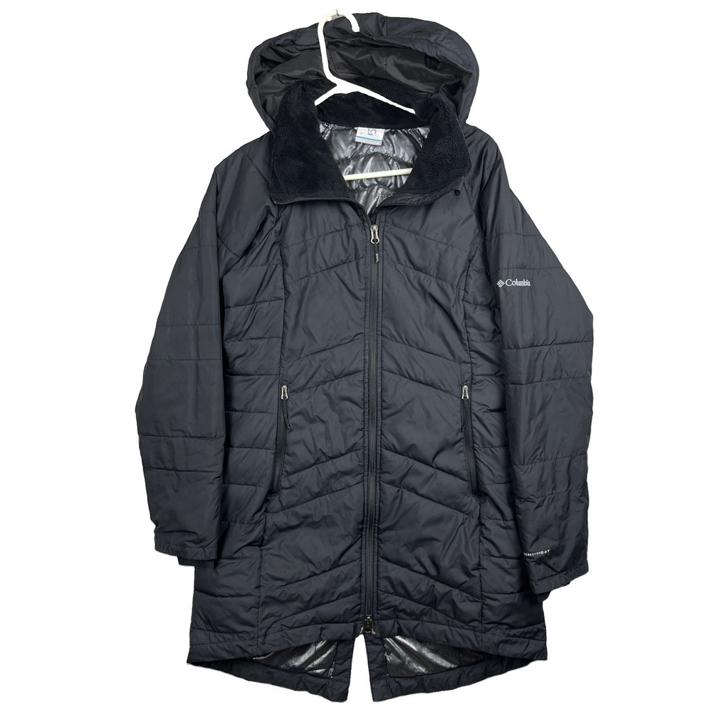 Columbia Jacket Women’s Small Black Omni-Heat Parka Full Zip Hooded Insulated